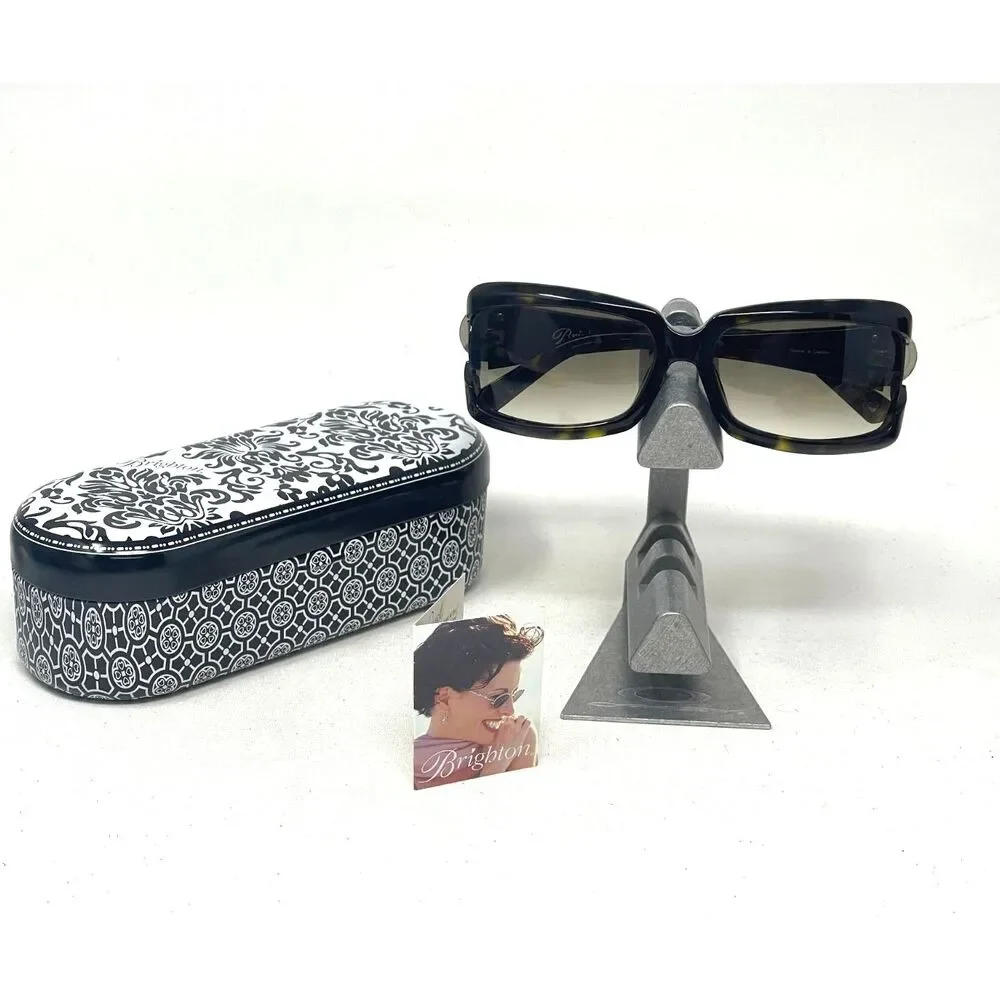 RARE Brighton Sonia's Cercle Sunglasses Tortoise Shell Silver Square Frame /Case